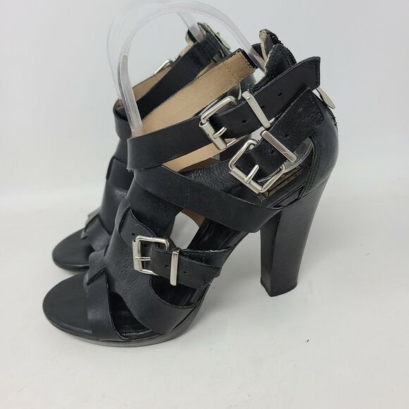 Pour La Victoire Platform Strappy Black Heels 8 M Woven Cage Sexy Pumps - Picture 3 of 8